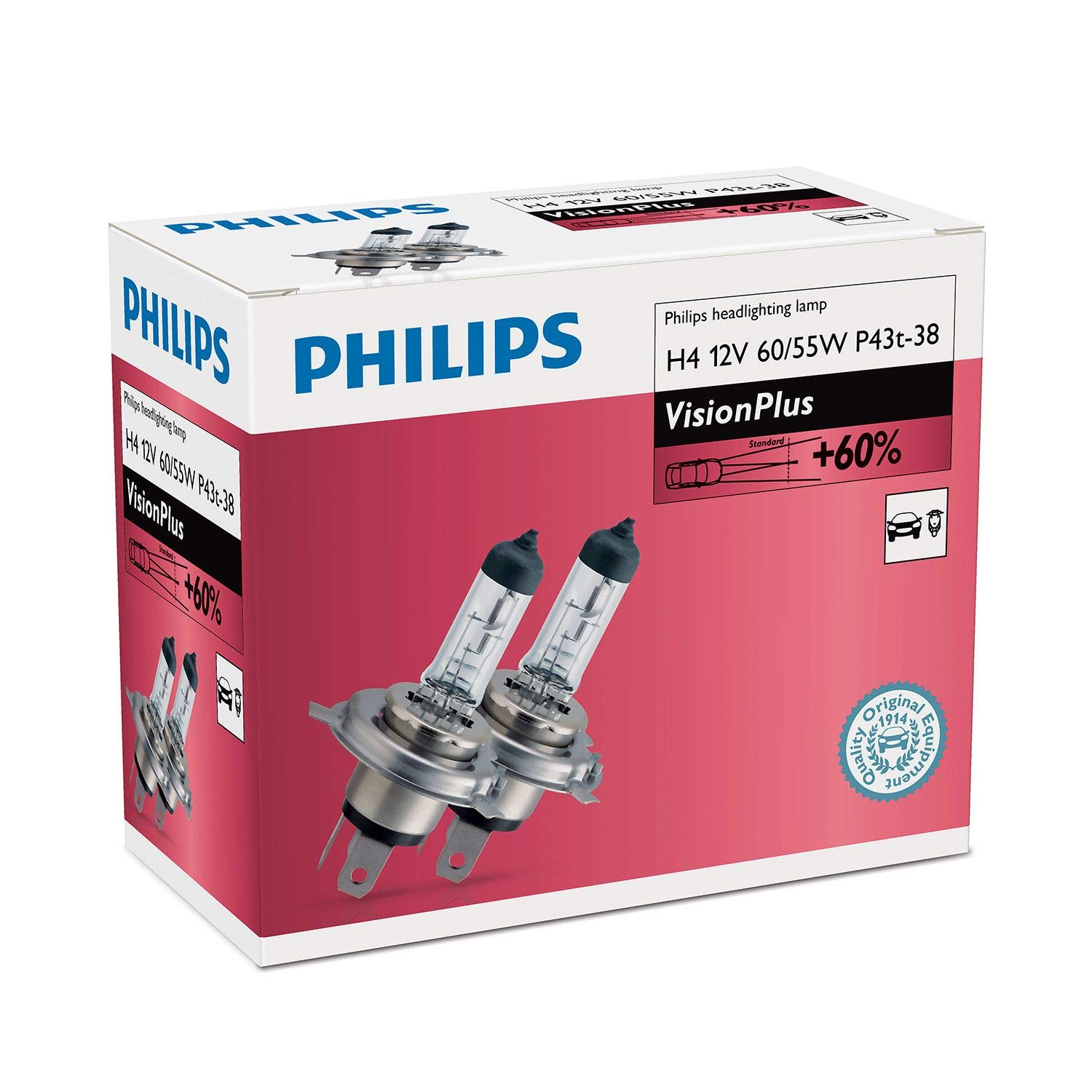H4 12V 6055W P43t Vision Plus 60% 2st. Philips von Philips Spain
