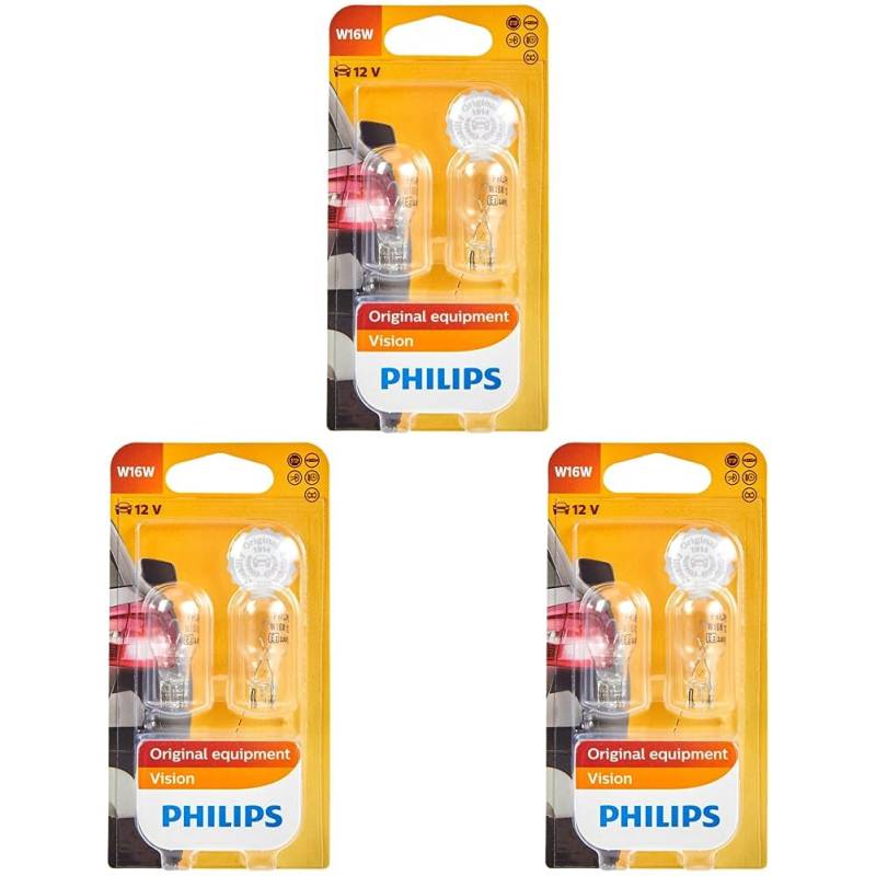 Philips 12067B2 Glassockellampe W16W, 2-er Set Blister (Packung mit 3) von Philips automotive lighting