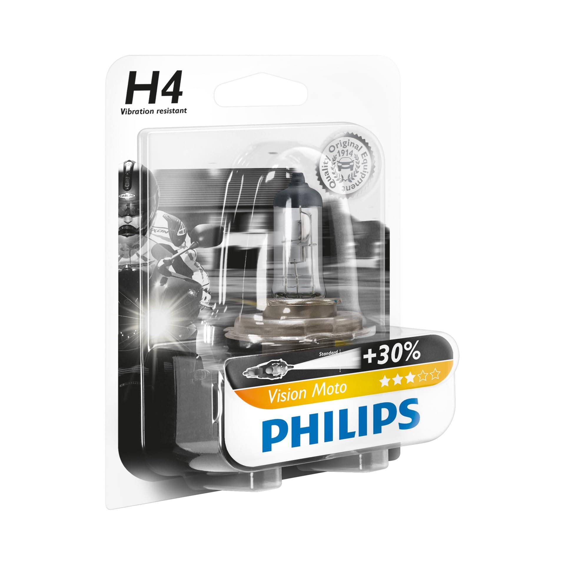 Philips 12342PRBW Vision Moto H4 Motorrad-Scheinwerferlampe, 1er Blister von Philips automotive lighting