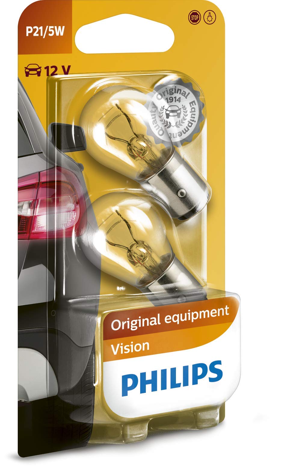 Philips 12499B2 Kugellampe Vision P21/5W Signallampe, 2er Blister, 13.50x9.50x13.50, White von Philips automotive lighting