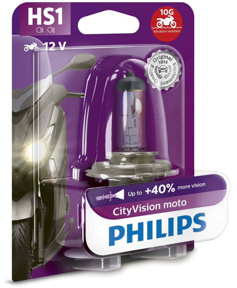 Philips 12636CTVBW City Vision Moto HS1 Motorrad-Scheinwerferlampe, 1er Blister von Philips automotive lighting