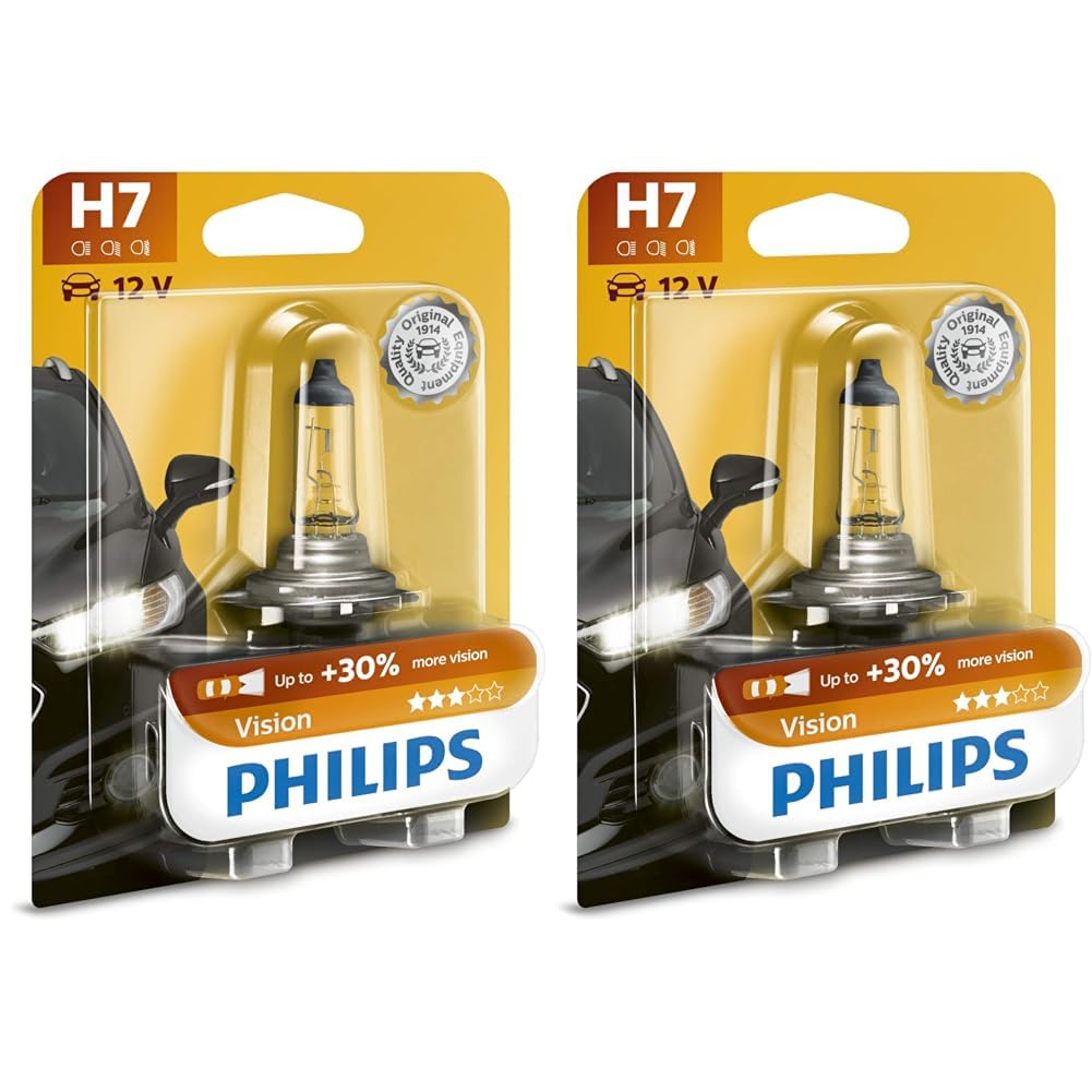 Philips 12972PRB1 Vision +30% H7 Halogen Scheinwerferlampe 12 V, 55 W, 1er Blister (Packung mit 2) von Philips automotive lighting