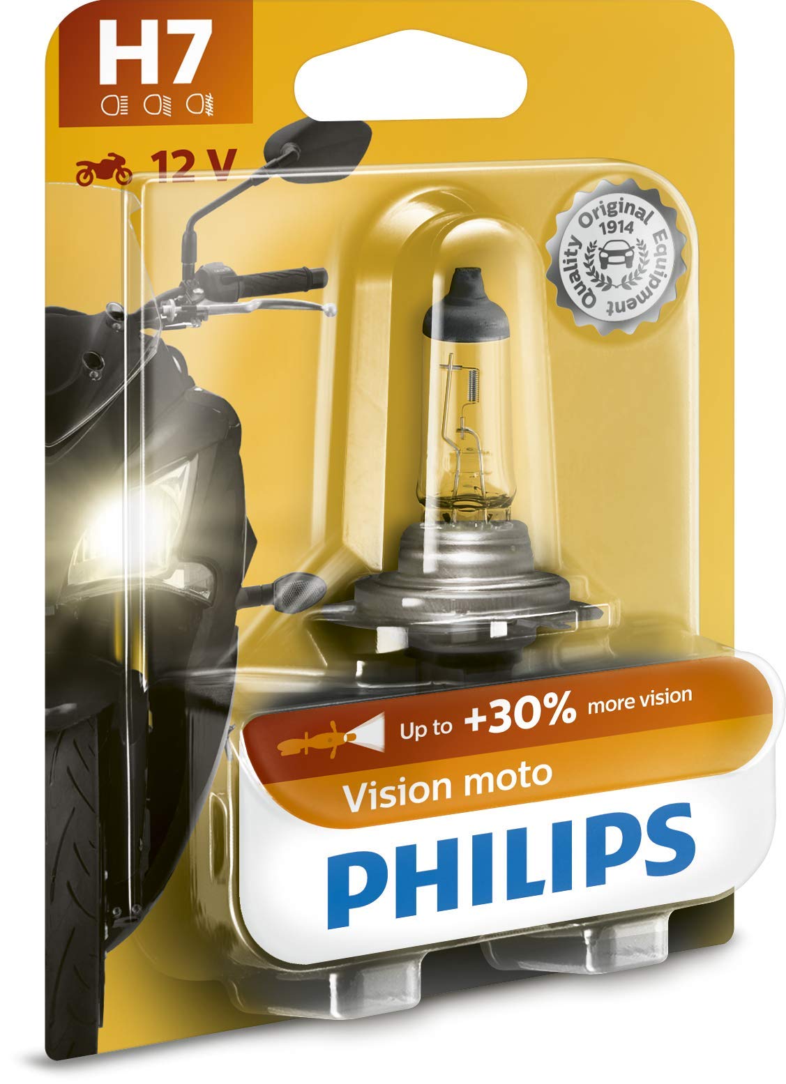 Philips 12972PRBW Vision Moto H7 Motorrad-Scheinwerferlampe, 1er Blister, Klar von Philips automotive lighting