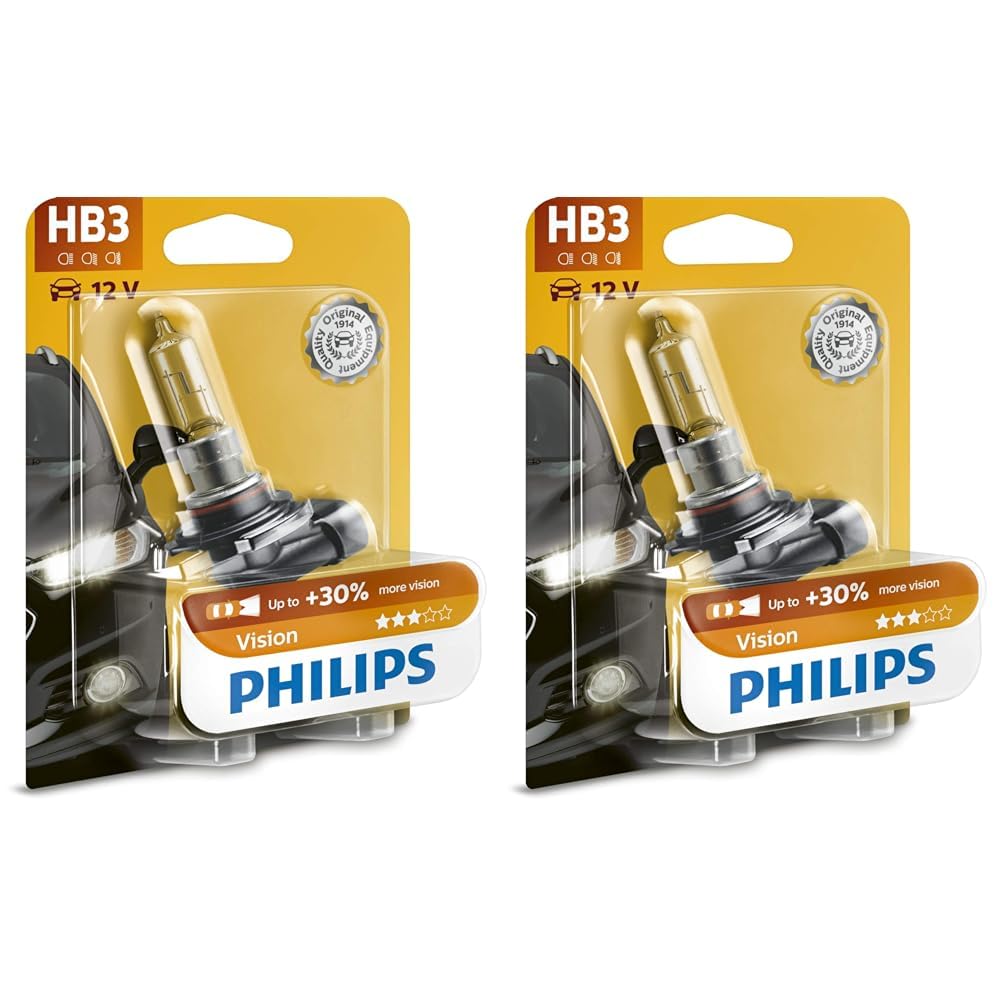 Philips 9005PRB1 Vision +30% HB3 Scheinwerferlampe 9005PRB1, 1er Blister, 13.50x9.50x13.50 (Packung mit 2) von Philips automotive lighting