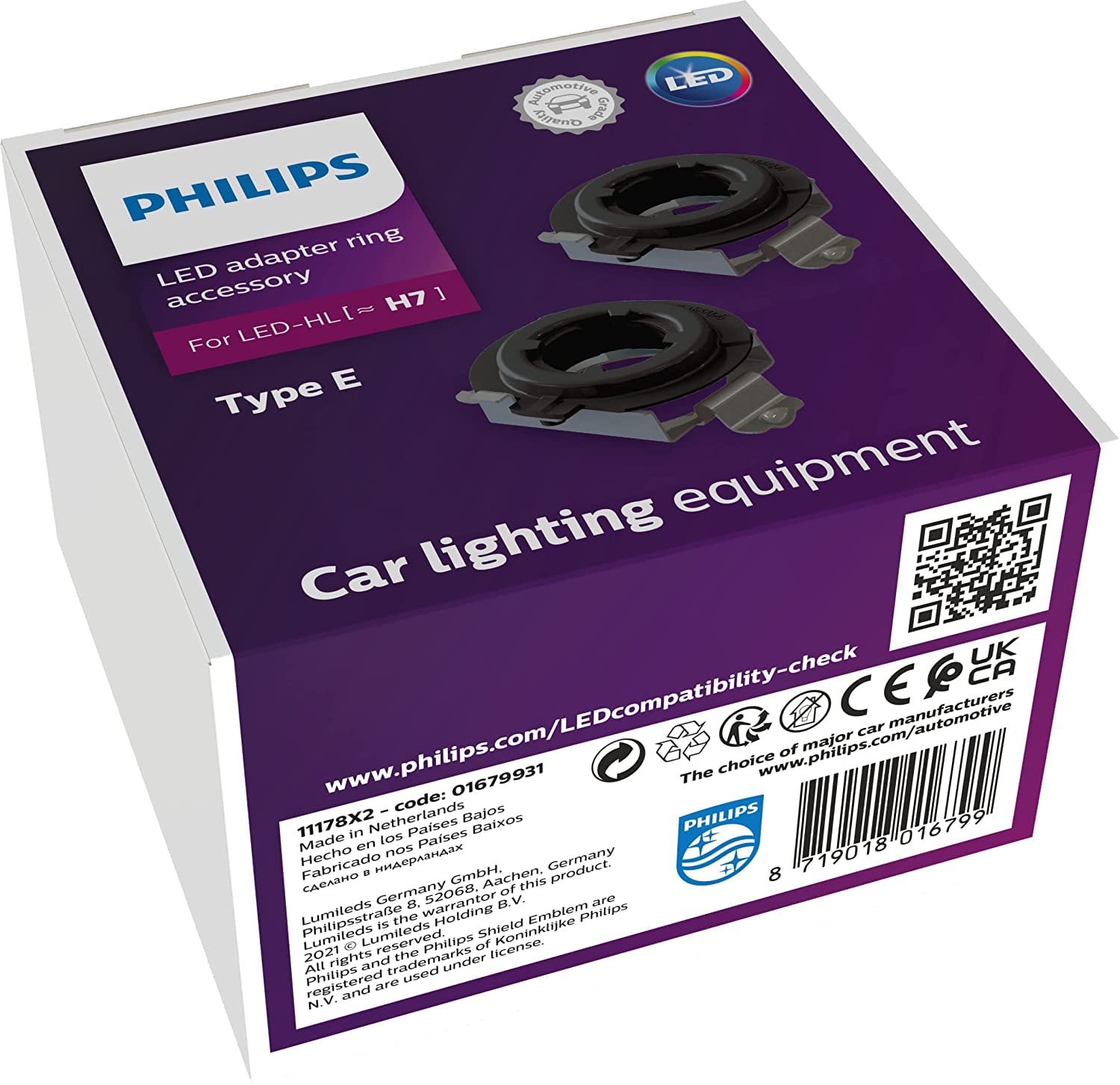 Philips Adapter-Ring H7-LED Typ E, Lampenhalterung für Philips Ultinon Pro6000 H7-LED von Philips automotive lighting