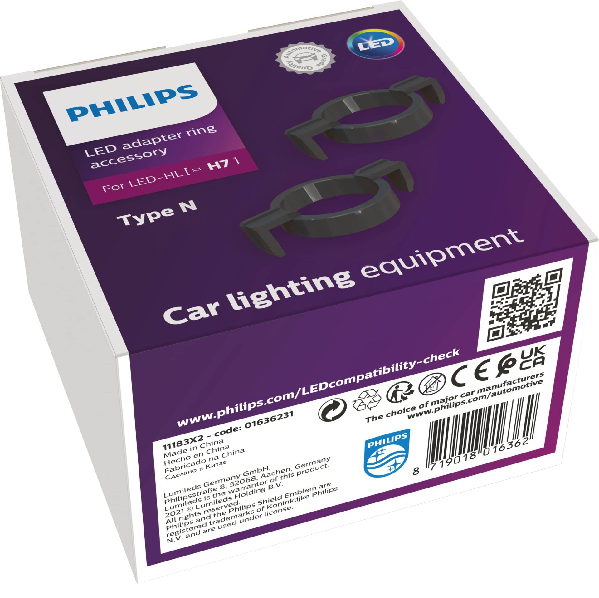 Philips Adapter-Ring H7-LED Typ N, Lampenhalterung für Philips Ultinon Pro6000 H7-LED von Philips automotive lighting