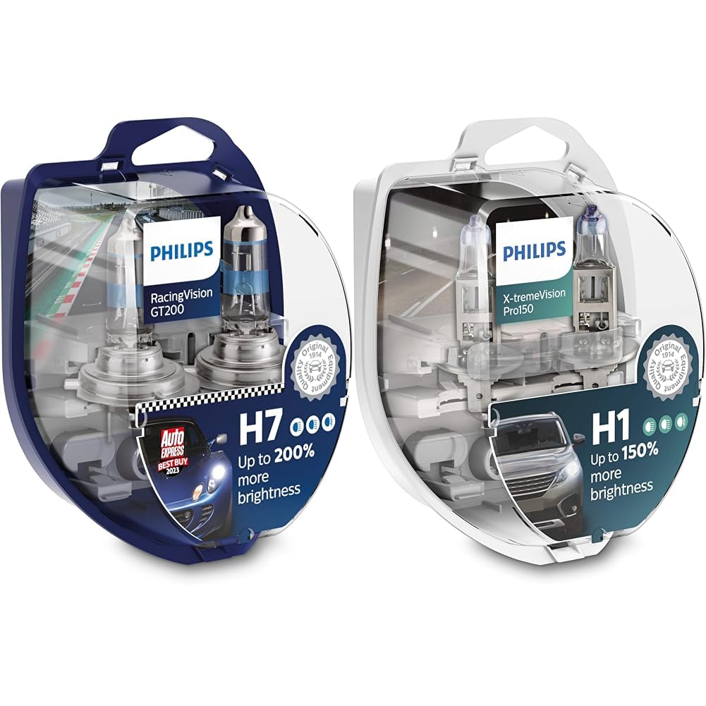 Philips Halogen RacingVision GT200 H7 Scheinwerferlampe +200%, Doppelset 12972RGTS2 Twin box, Silber & H1 Scheinwerferlampe +150%, Doppelset, 565628, Twin box Philips Halogen RacingVision GT200 H7 Scheinwerferlampe +200%, Doppelset 12972RGTS2 Twin box, Silber & H1 Scheinwerferlampe +150%, Doppelset, 565628, Twin box von Philips automotive lighting