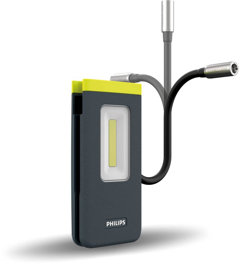 Philips Xperion 6000 Pocket LED-Arbeitsleuchte, kompakte wiederaufladbare Werkstattlampe, Taschenlampe, 300lm, zusätzliches Flexibles Spotlicht von Philips