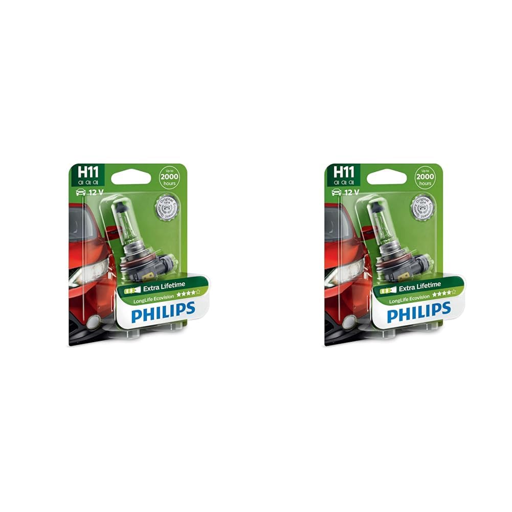 Philips LongLife EcoVision H11 Scheinwerferlampe 12362LLECOB1, 1er Blister (Packung mit 2) von Philips automotive lighting