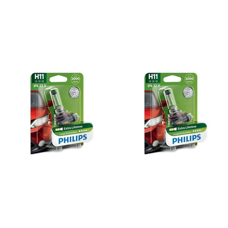 Philips LongLife EcoVision H11 Scheinwerferlampe 12362LLECOB1, 1er Blister (Packung mit 2) von Philips automotive lighting