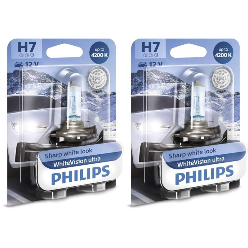 Philips WhiteVision ultra H7 Scheinwerferlampe, 4.200K, Einzelblister (Packung mit 2) von Philips automotive lighting
