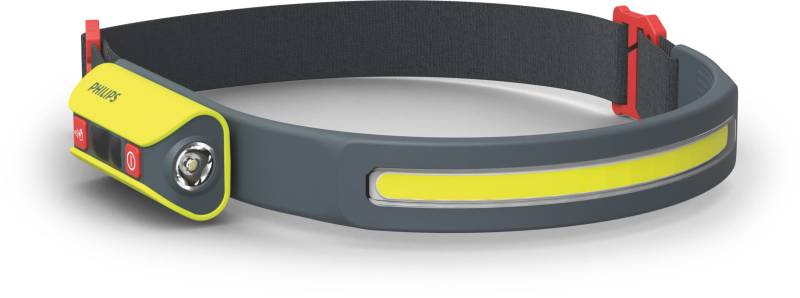 Philips Xperion 6000 LED-Kopflampe, wiederaufladbare Stirnleuchte mit Panorama-Leuchtfeld (300lm) und drehbarem LED-Spotlicht (120lm), Bewegungssensor, USB-C, Weißen von Philips