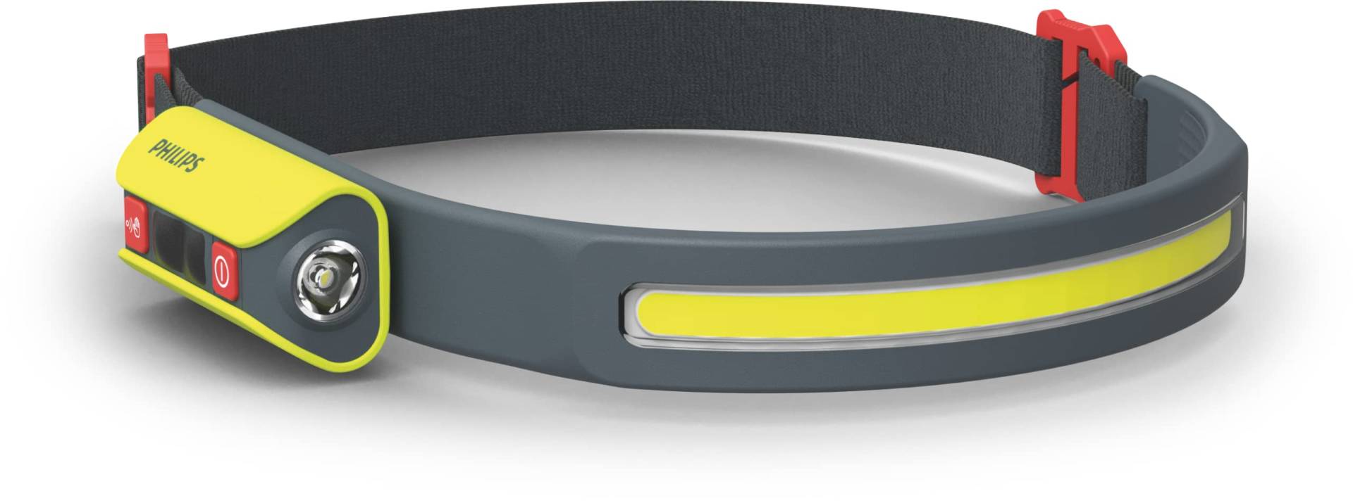 Philips Xperion 6000 LED-Kopflampe, wiederaufladbare Stirnleuchte mit Panorama-Leuchtfeld (300lm) und drehbarem LED-Spotlicht (120lm), Bewegungssensor, USB-C, Weißen von Philips