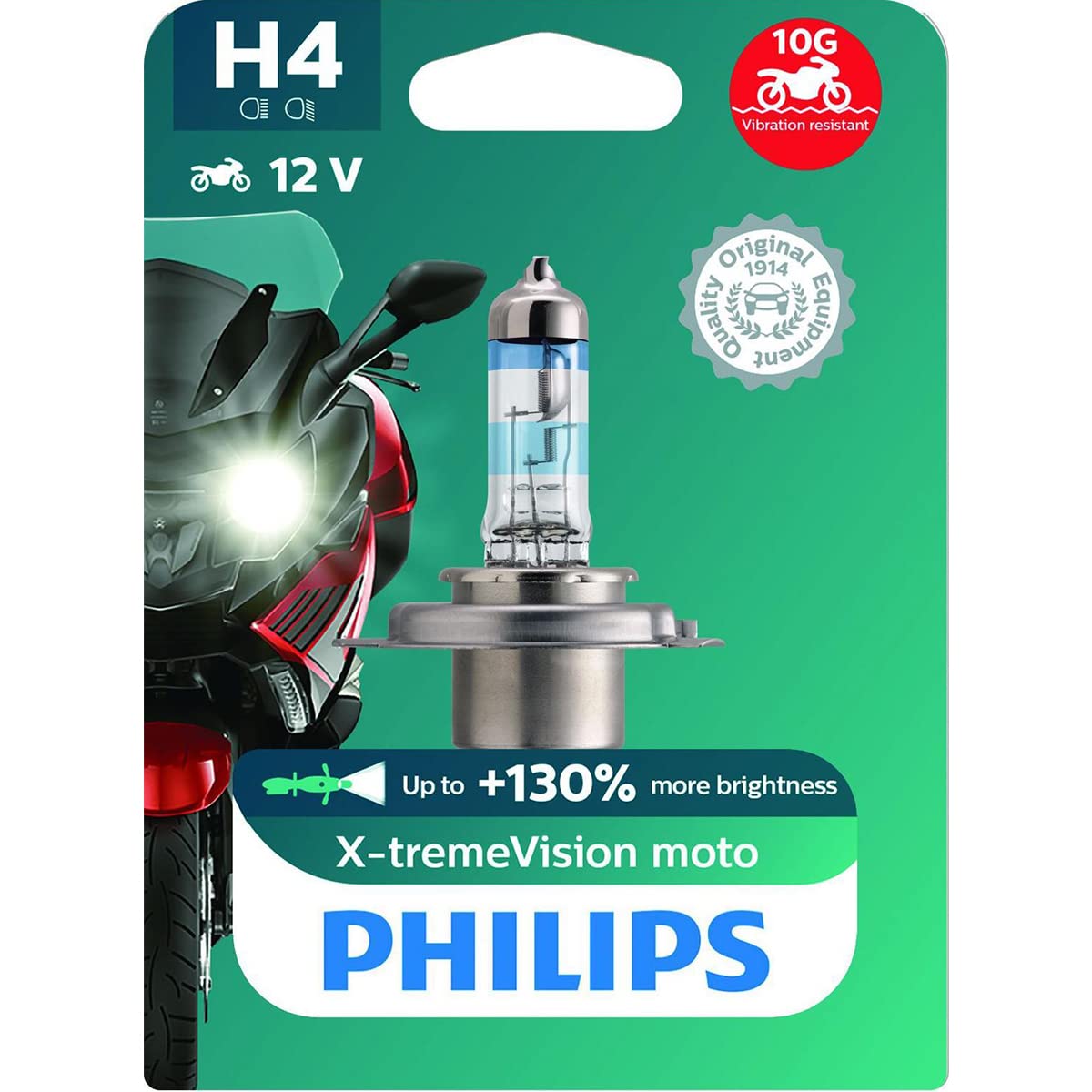 Philips automotive lighting 12342XV+BW X-tremeVision Moto +130% H4 Motorrad-Scheinwerferlampe, 1 Stück, white von Philips automotive lighting