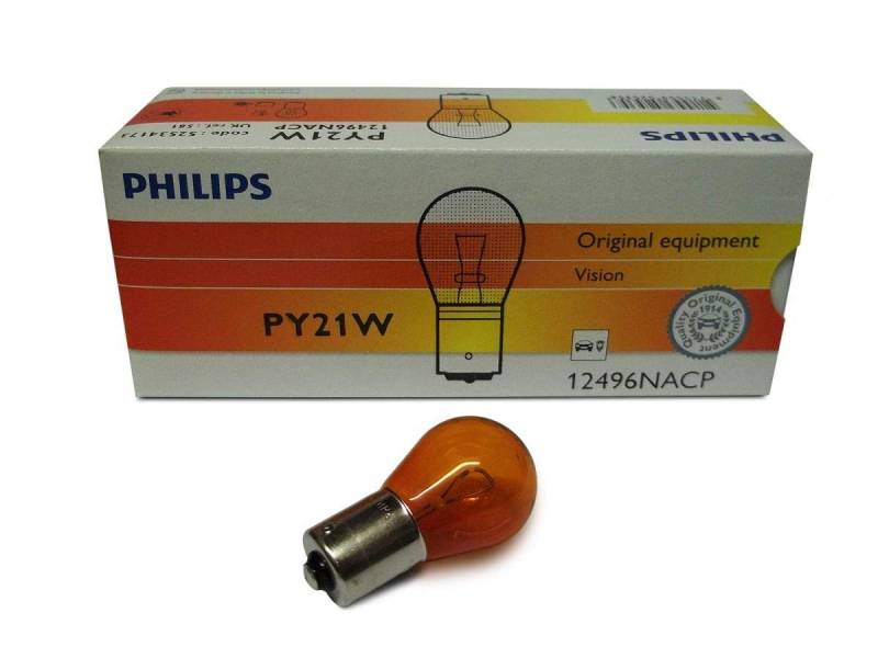 10 Stück Philips Autolampe 12496 gelb PY21W Signallampe 21 Watt 12 Volt von Philips