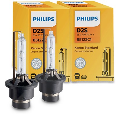 Philips 2x D2S Vision Xenon-Fahrzeugscheinwerferlampe [Hersteller-Nr. 85122VIC1] für Alfa Romeo, Alpina, Audi, BMW, Chevrolet, Citroën, Ford, Honda, I von Philips