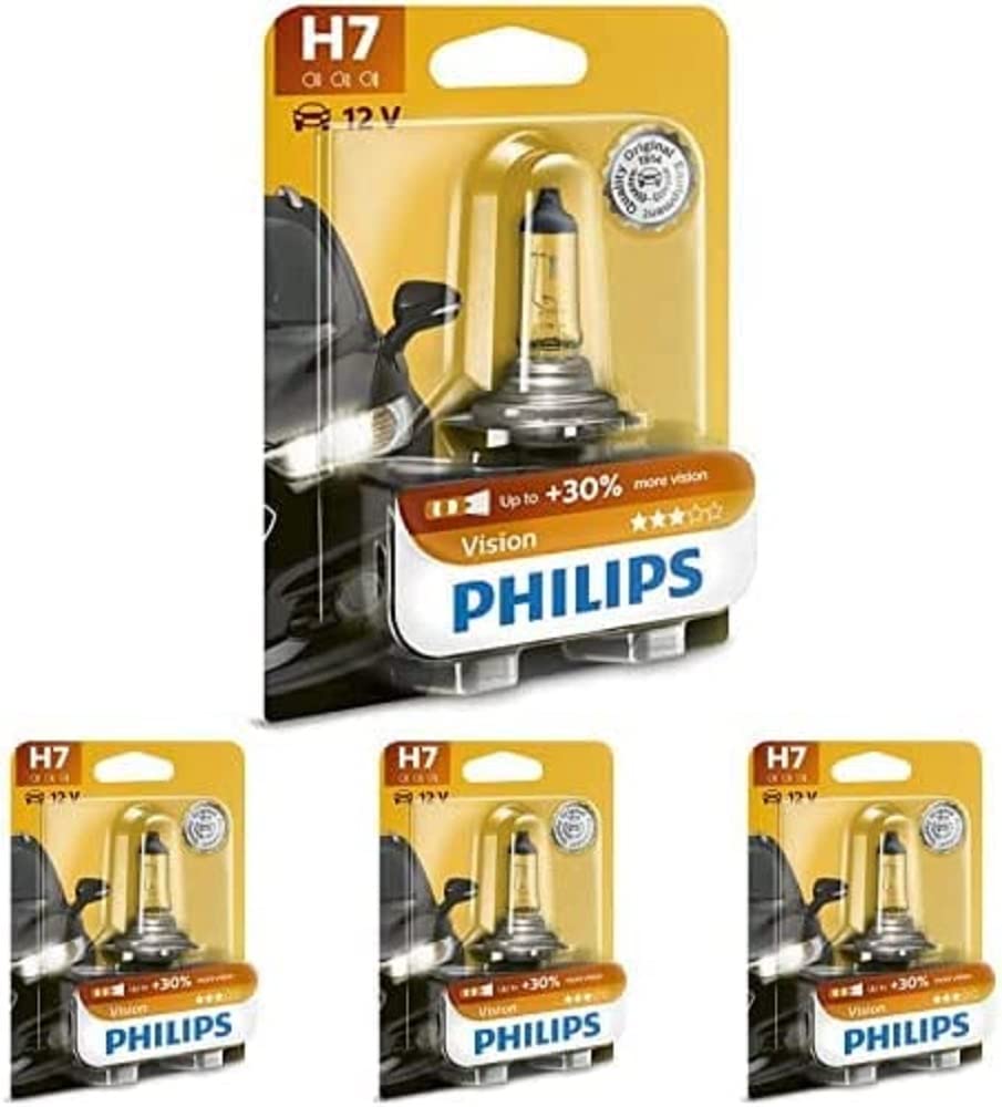 Philips 730025 12972PRB1 Vision 0.3 H7 Scheinwerferlampe 12 V, 55 W, 1er Blister, 4er Packung von Philips