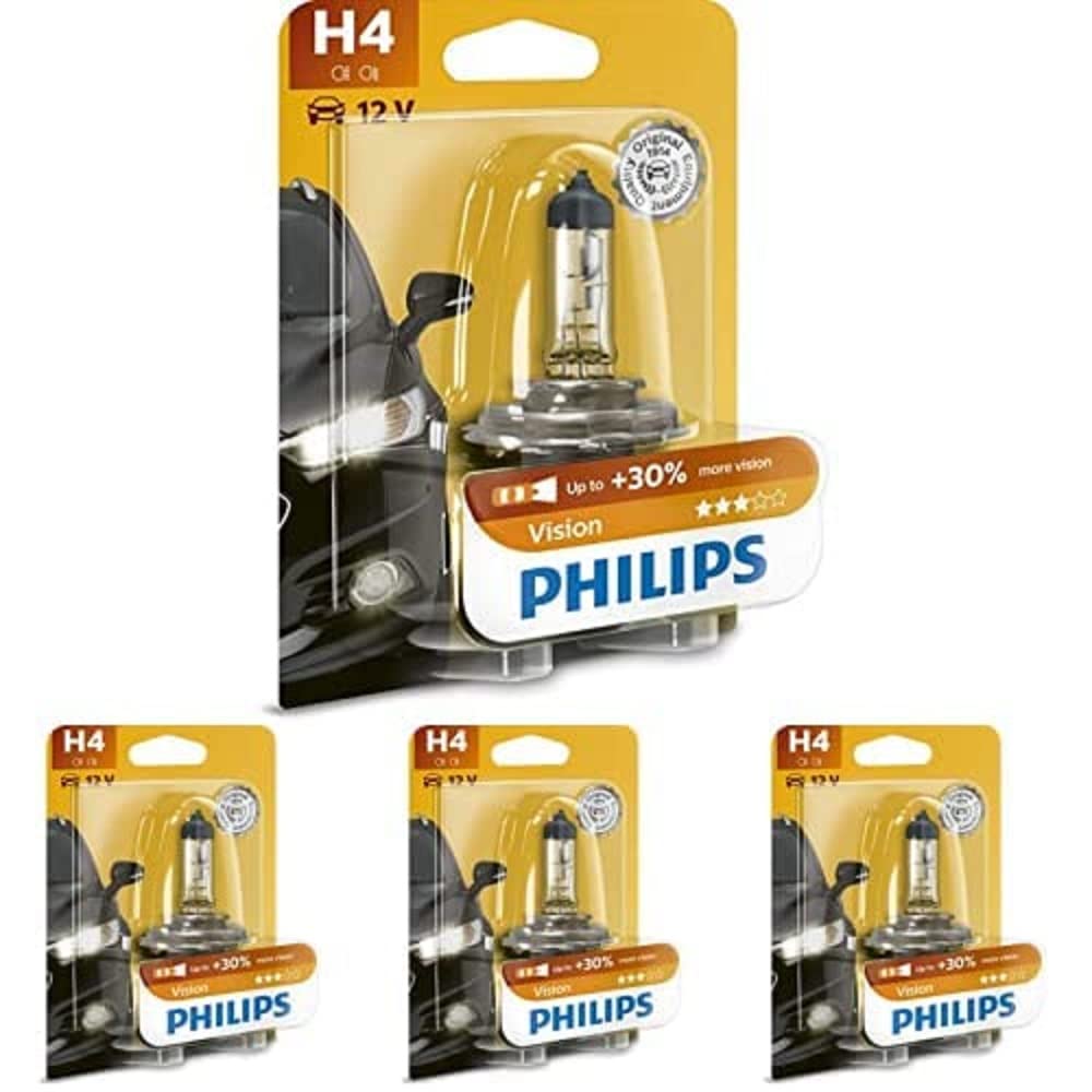 Philips 730010 12342PRB1 Vision 0.3 H4 Scheinwerferlampe 12342PRB1, 1er Blister, 4er Packung von Philips automotive lighting