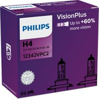 Glühlampe Halogen PHILIPS H4 VisionPlus Plus 60% 12V/60/55W, 2 Stück von Philips