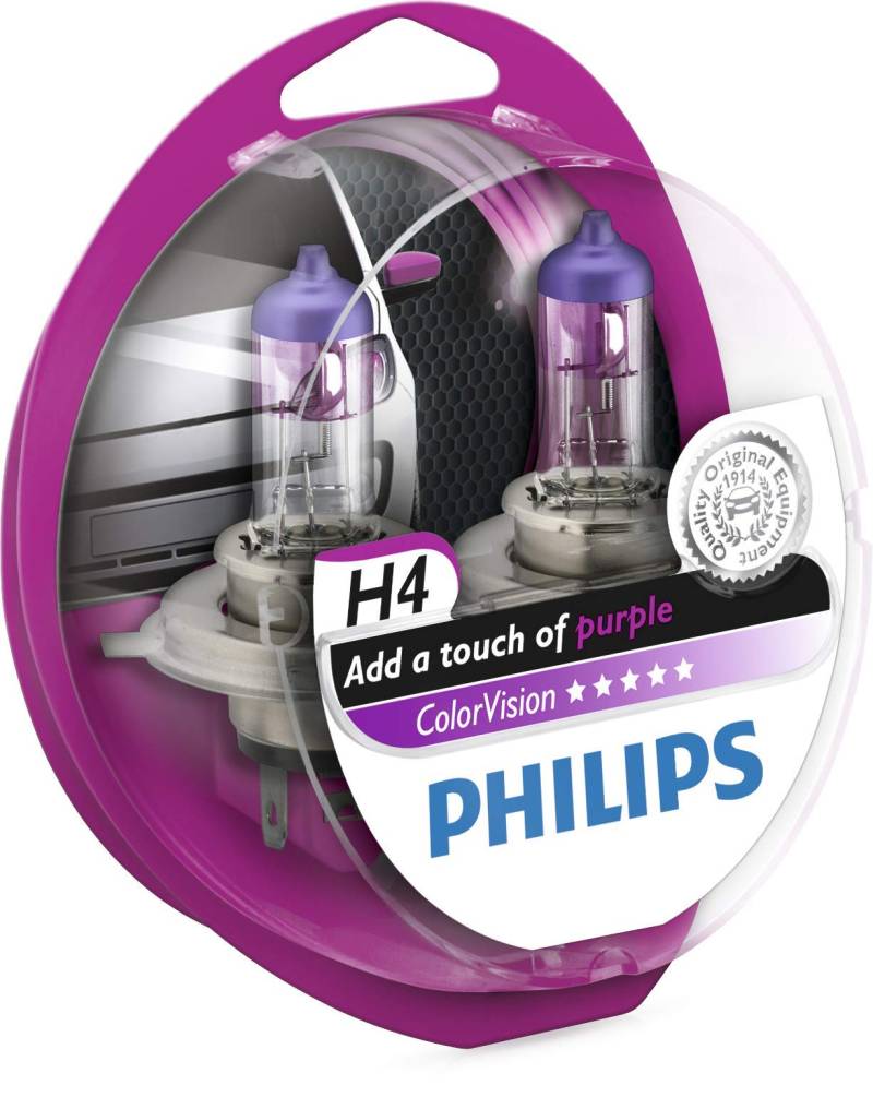 Philips 36791128 ColorVision Scheinwerferlampe H4 2-er Kit, rosa von Philips