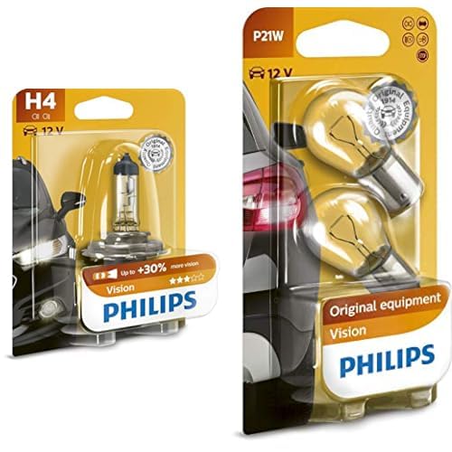 Philips 12342PRB1 Scheinwerferlampe H4 Vision & 12498B2 Kugellampe Vision P21W von Philips
