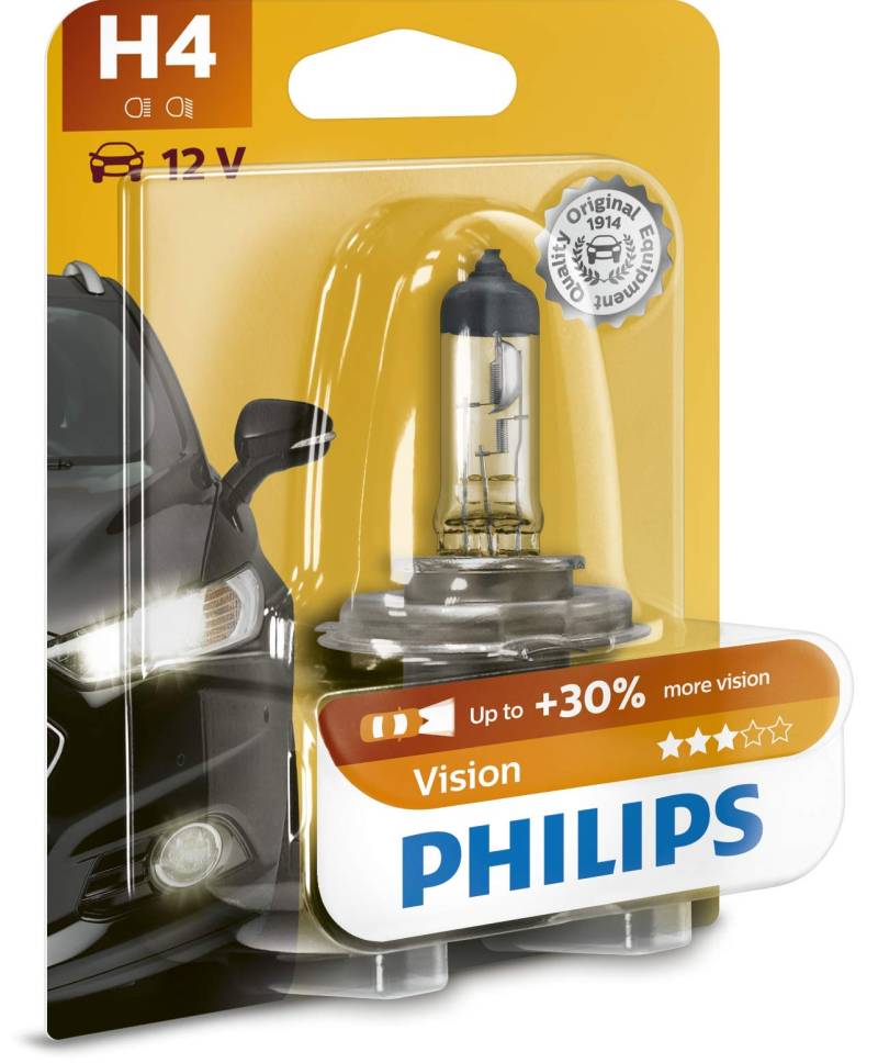 Philips 12342PRB1 Vision +30% H4 Scheinwerferlampe 12342PRB1, 1er Blister von Philips automotive lighting