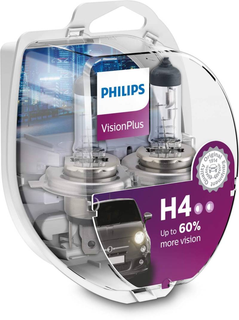 Philips 12342VPS2 VisionPlus +60% H4 Scheinwerferlampe 12342VPS2, 2er Kit von Philips automotive lighting