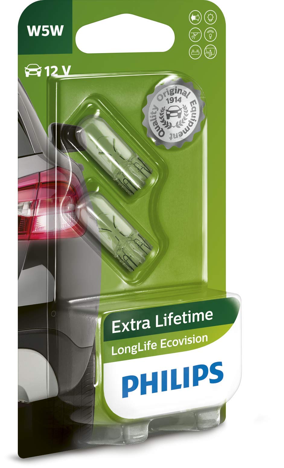 Philips 12961LLECOB2 LongLife EcoVision W5W Signallampe 12961LLECOB2, 2er Blister von Philips automotive lighting