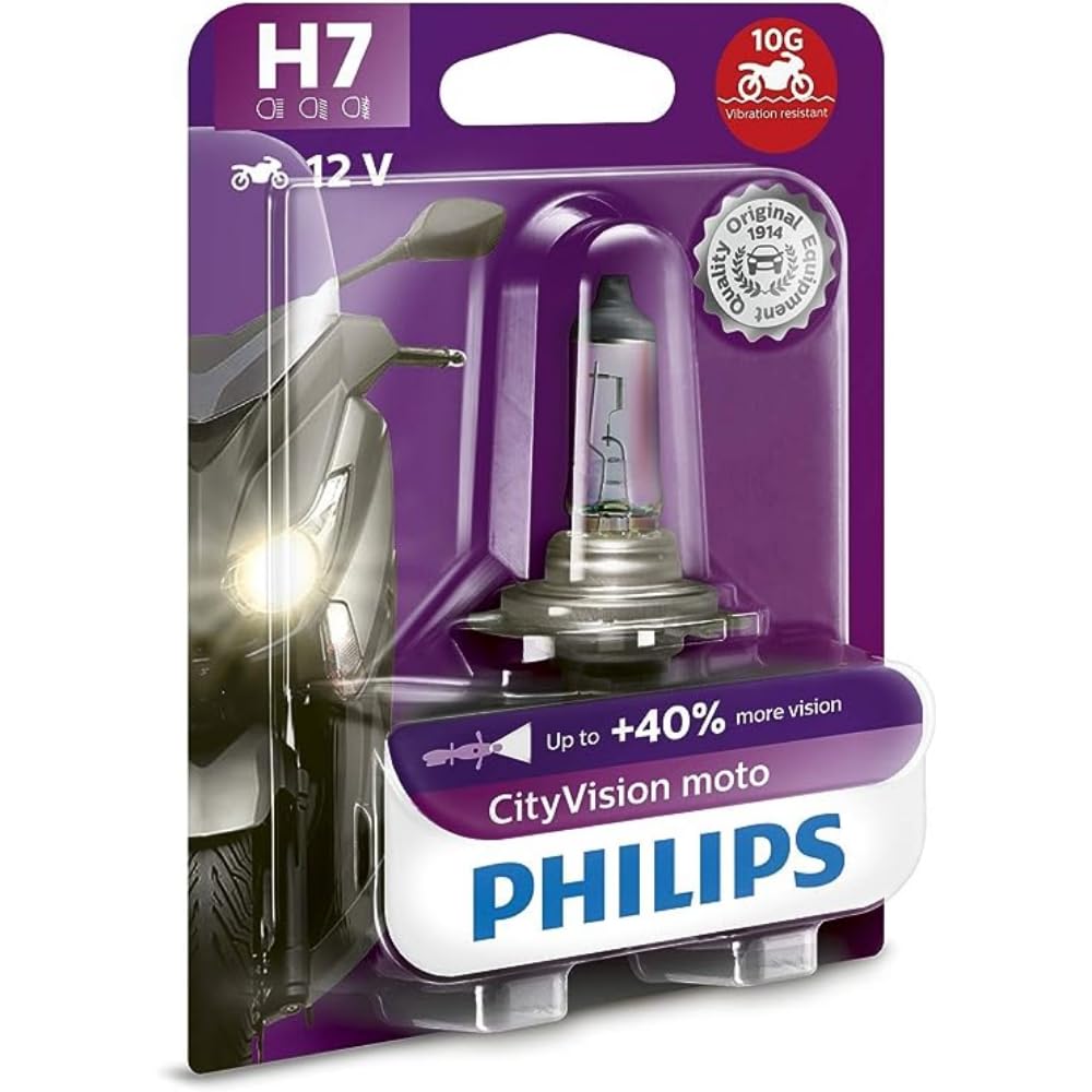 Philips 12972CTVBW City Vision Moto H7 Motorrad-Scheinwerferlampe, 1er Blister von Philips automotive lighting