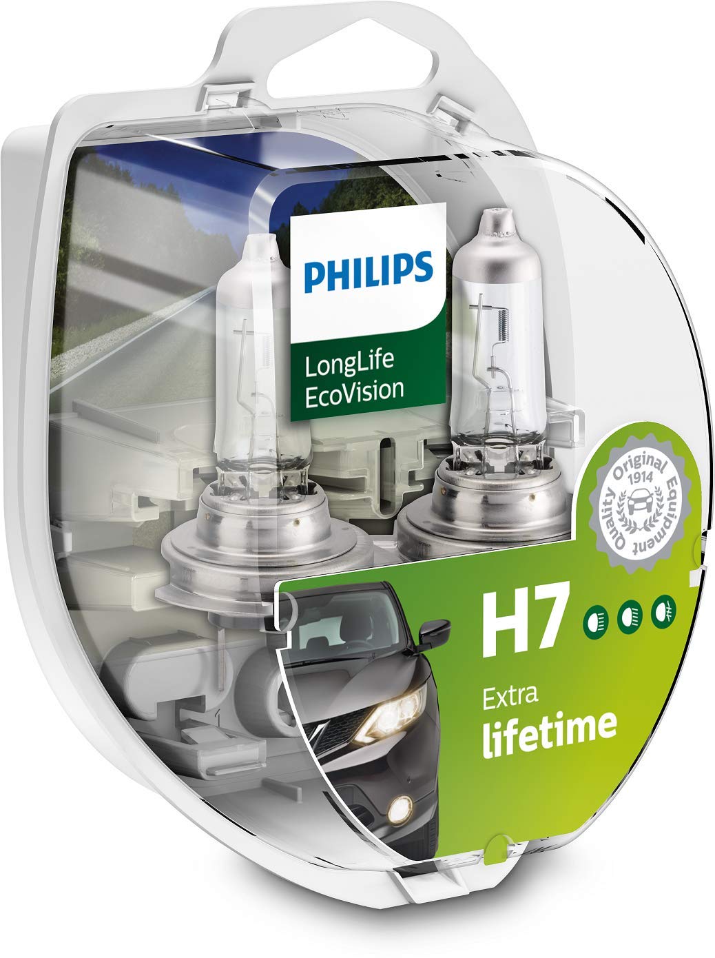 Philips 12972LLECOS2 LongLife EcoVision H7 Scheinwerferlampe, 2-er Kit Twin box von Philips automotive lighting