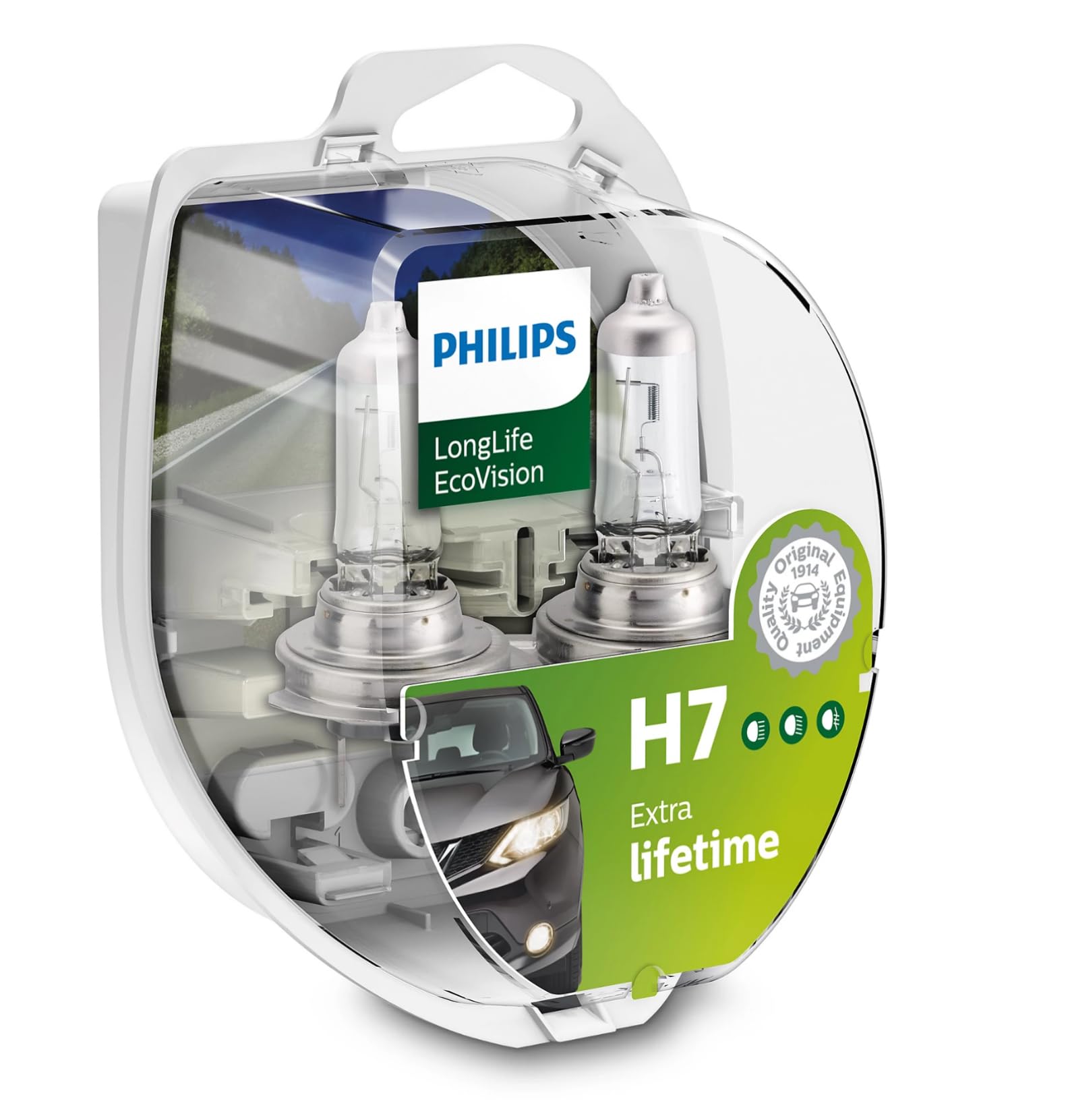 Philips 12972LLECOS2 LongLife EcoVision H7 Scheinwerferlampe, 2-er Kit Twin box von Philips