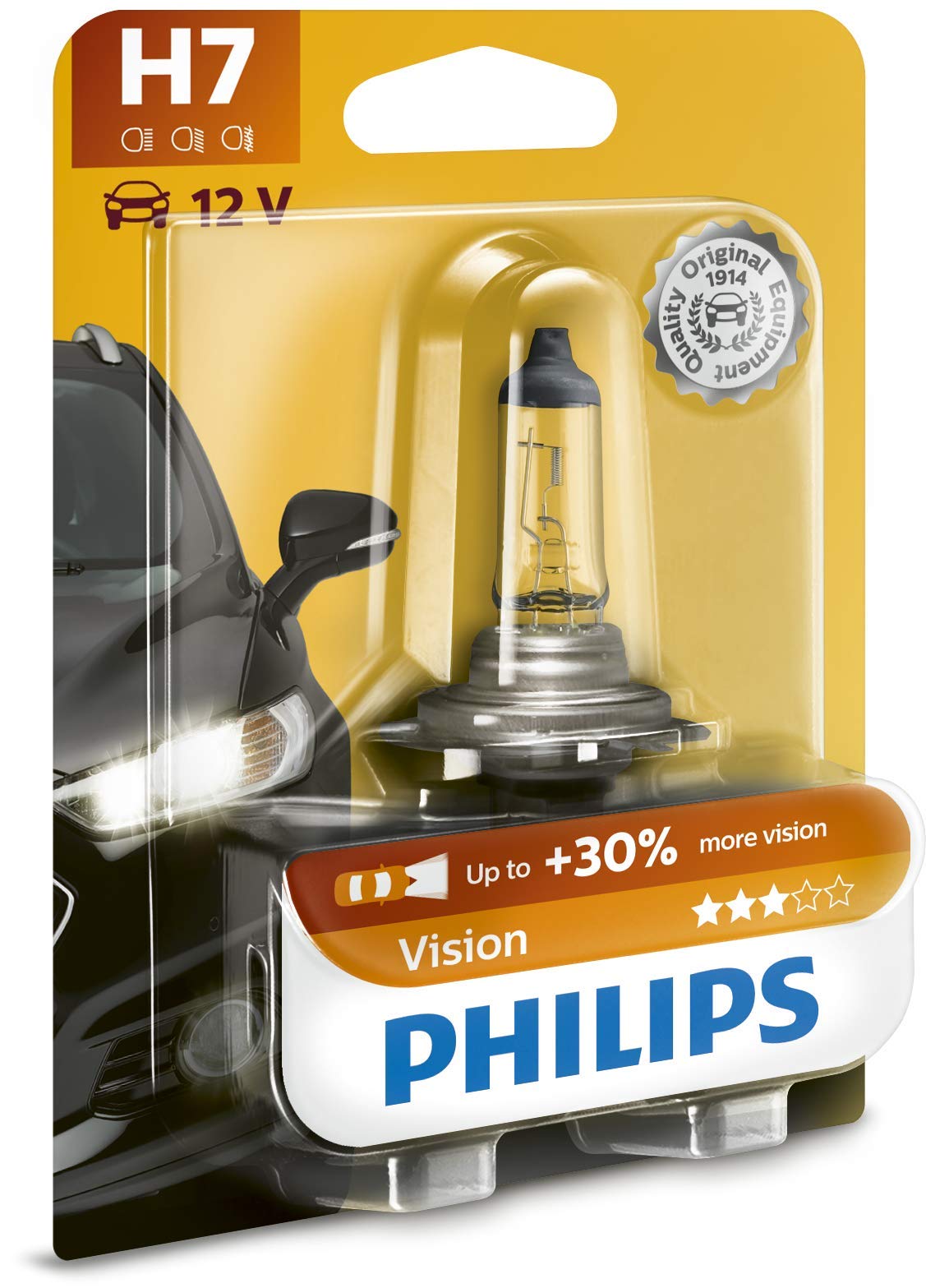 Philips 12972PRB1 Vision +30% H7 Halogen Scheinwerferlampe 12 V, 55 W, 1er Blister von Philips automotive lighting