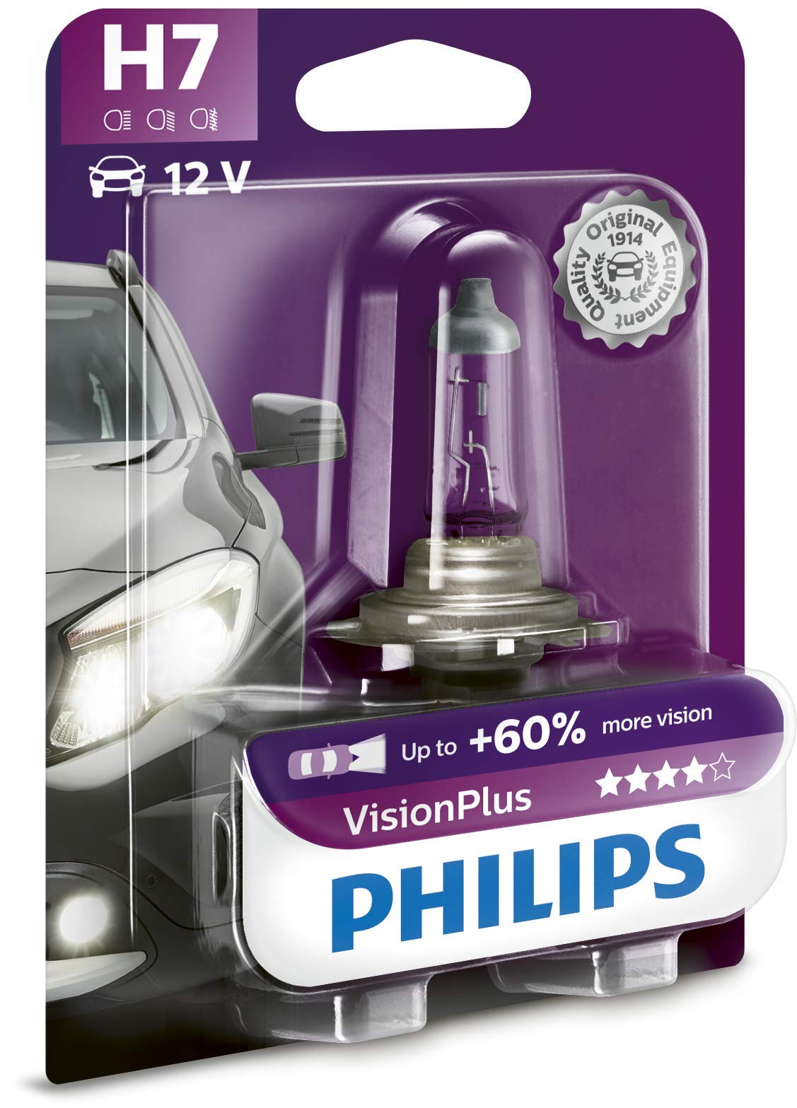Philips 12972VPB1 VisionPlus +60% H7 Scheinwerferlampe 12972VPB1, Single Blister von Philips automotive lighting