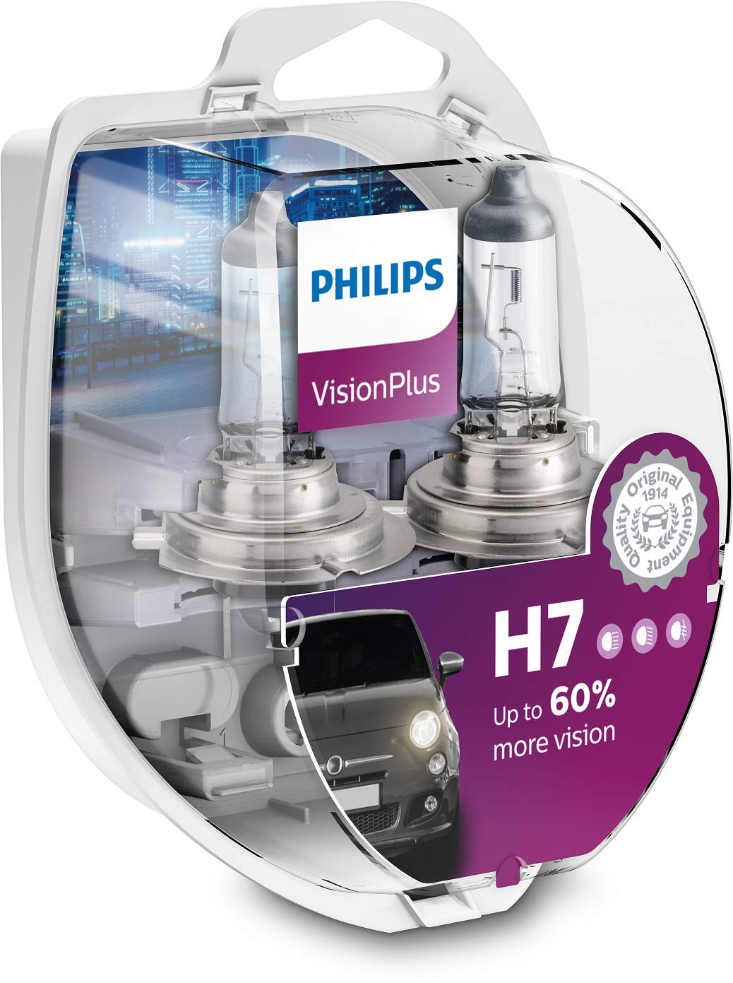 Philips 12972VPS2 VisionPlus +60% H7 Scheinwerferlampe 12972VPS2, 2er Kit, Twin Box, Twin Box von Philips automotive lighting