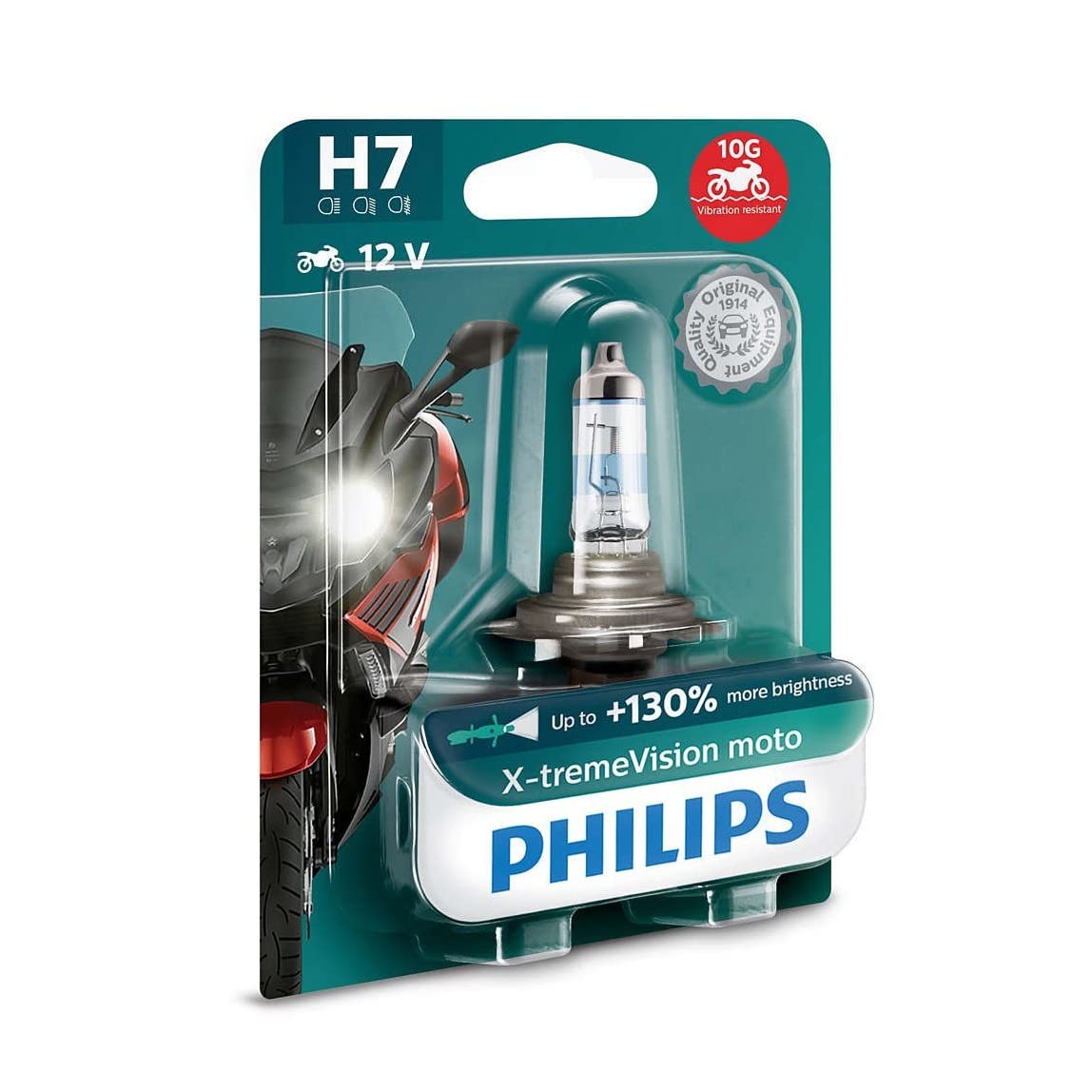 Philips 12972XV+BW X-Tremevision Moto +130% H7 Motorrad-Scheinwerferlampe, 1 Stück von Philips automotive lighting