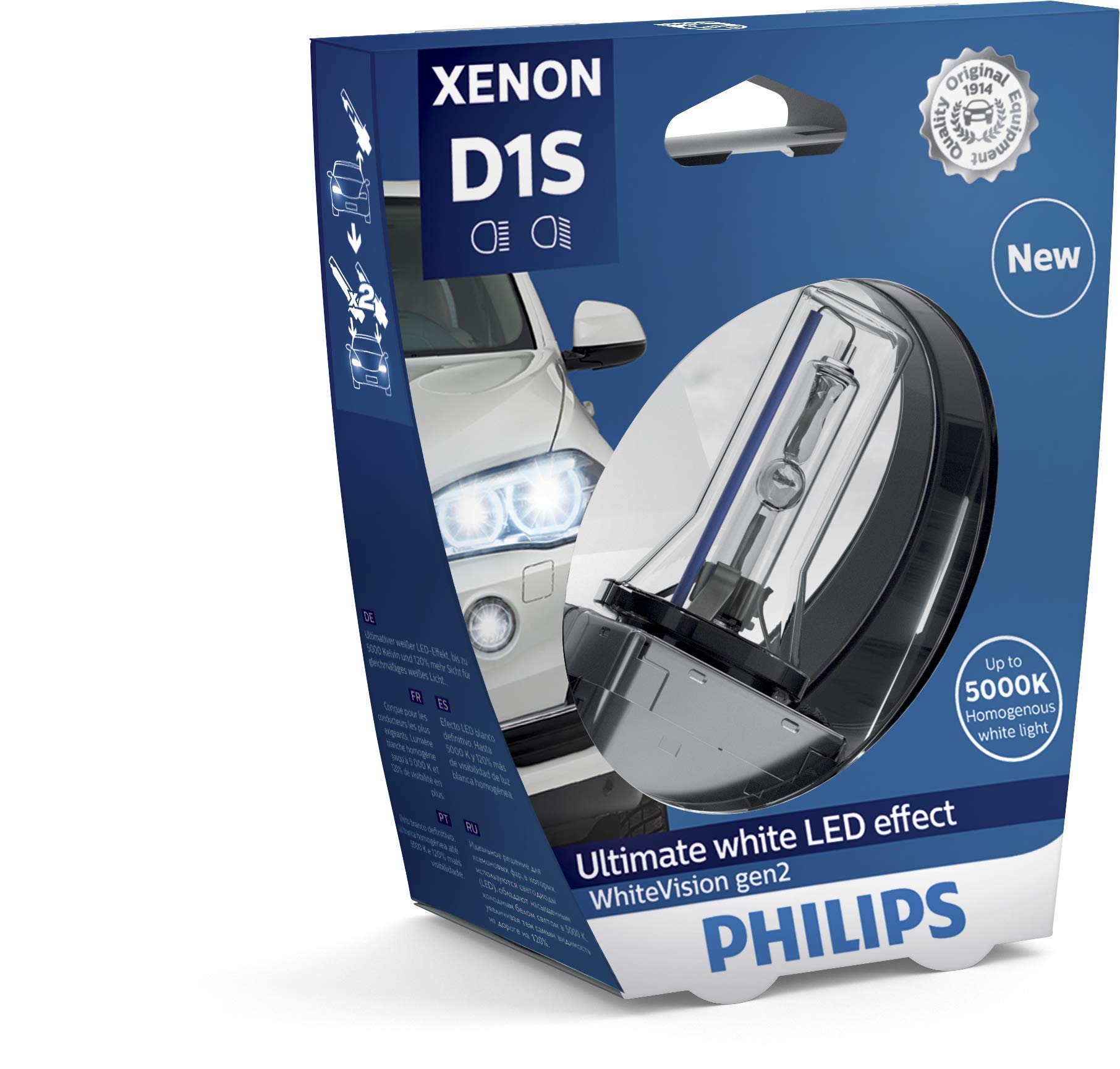Philips 85415WHV2S1 Xenon-Scheinwerferlampe WhiteVision D1S Gen2, Einzelblister von Philips