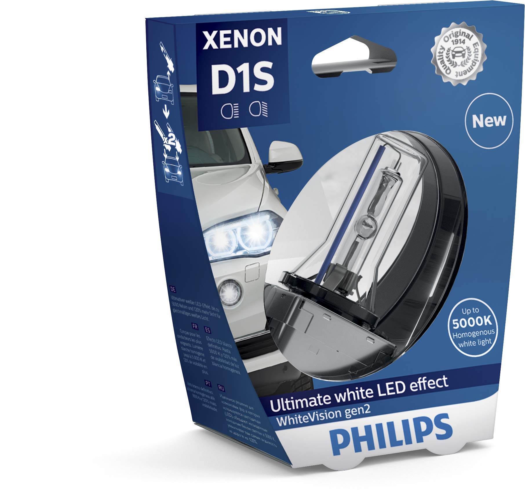 Philips 85415WHV2S1 Xenon-Scheinwerferlampe WhiteVision D1S Gen2, Einzelblister von Philips automotive lighting
