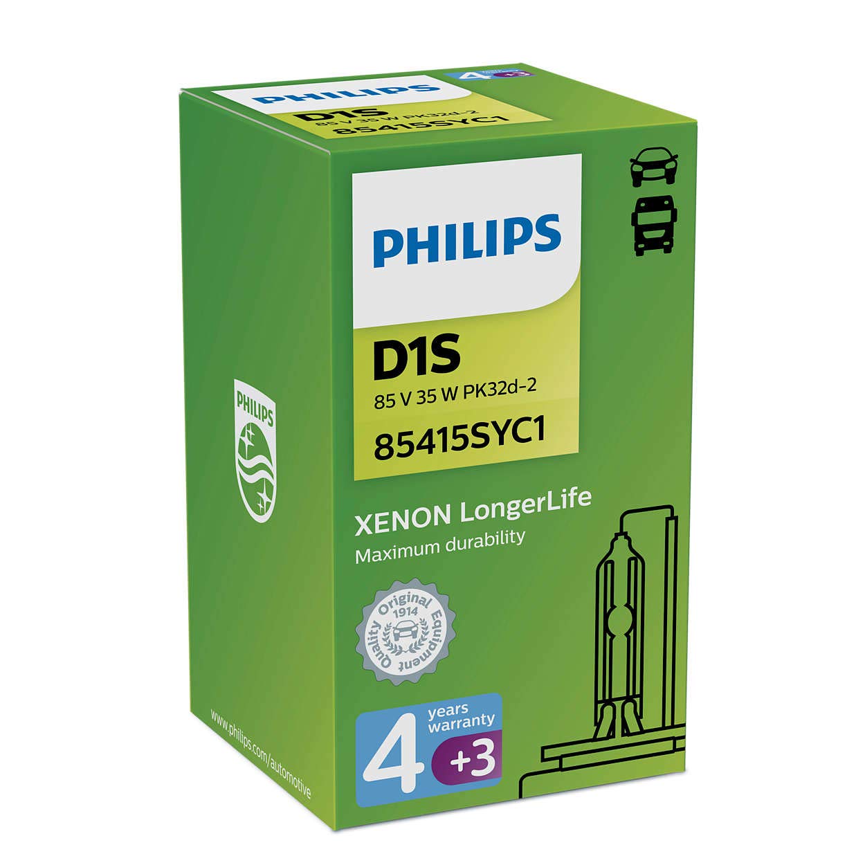 Philips D1S 35W PK32d-2 Xenon LongerLife 4300K Scheinwerfer NEU 1er 85415SYC1 von Philips