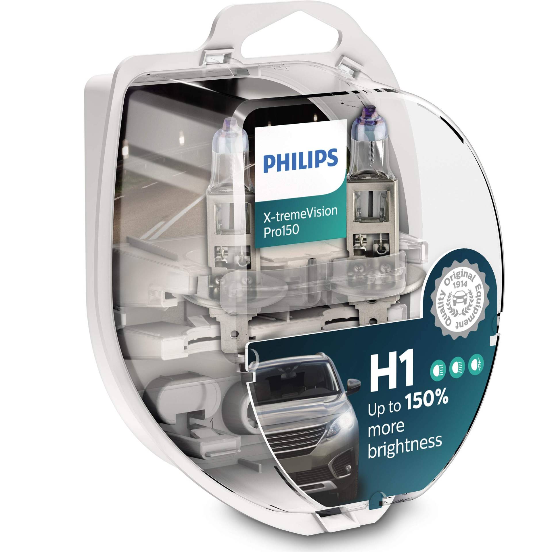 Philips H1 X-tremeVision Pro150 55 Watt 12 Volt P14,5s 12258XVPS2 (2 Stück) von PHILIPS