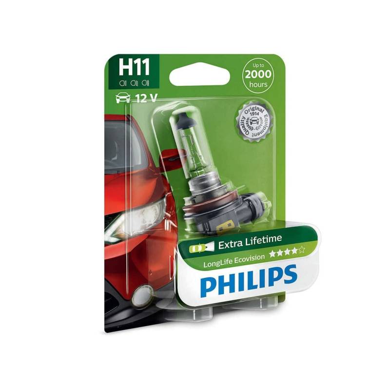 Philips LongLife EcoVision H11 Scheinwerferlampe 12362LLECOB1, 1er Blister von Philips