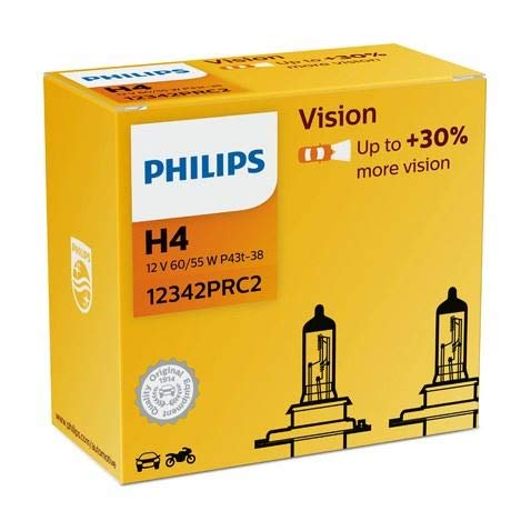 Philips H4 12342PRC2 Autoscheinwerfer, 12 V, 60 / 55 W, P43t-38 Vision, 2 Stück von Philips