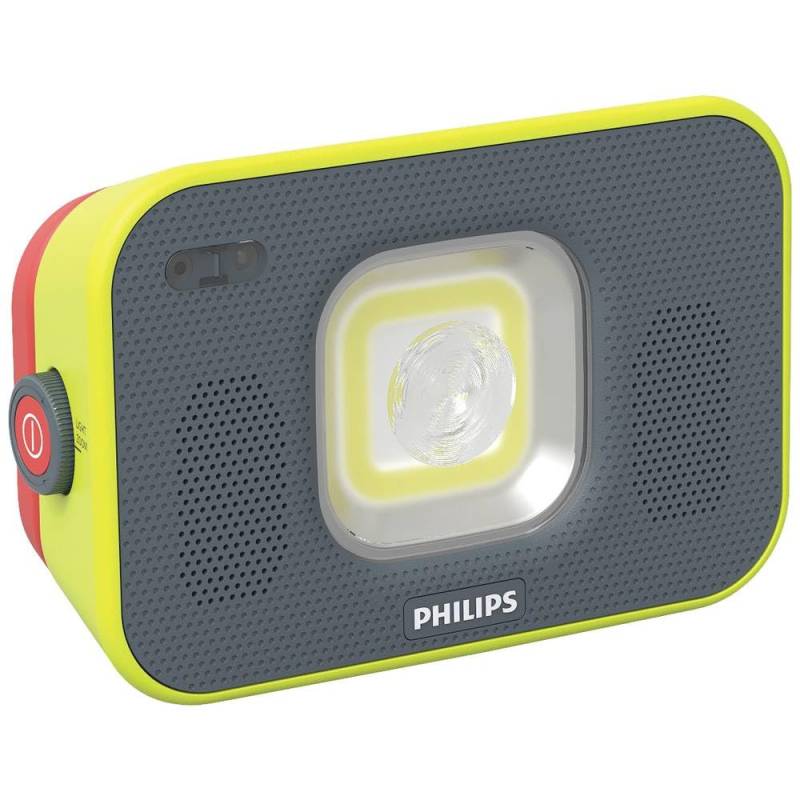 Philips LED-Arbeitsleuchte Xperion 6000 Flood Audio, wiederaufladbarer LED-Strahler mit Zoom- und dimmbarem Flut- und Spotlicht, Bluetooth Lautsprecher, 1000lm, Gestensteuerung, Powerbank Funktion von Philips