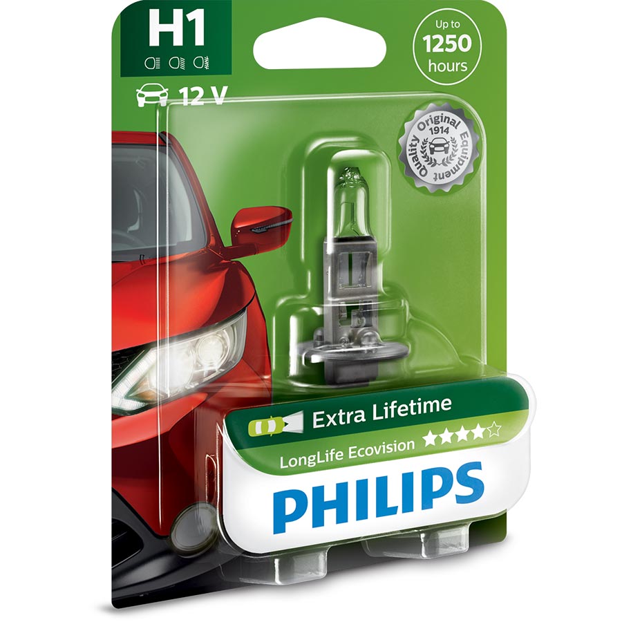 Philips LongLife EcoVision H1Glühlampe, 1 Stück Philips LongLife EcoVision H1Glühlampe, 1 Stück von Philips
