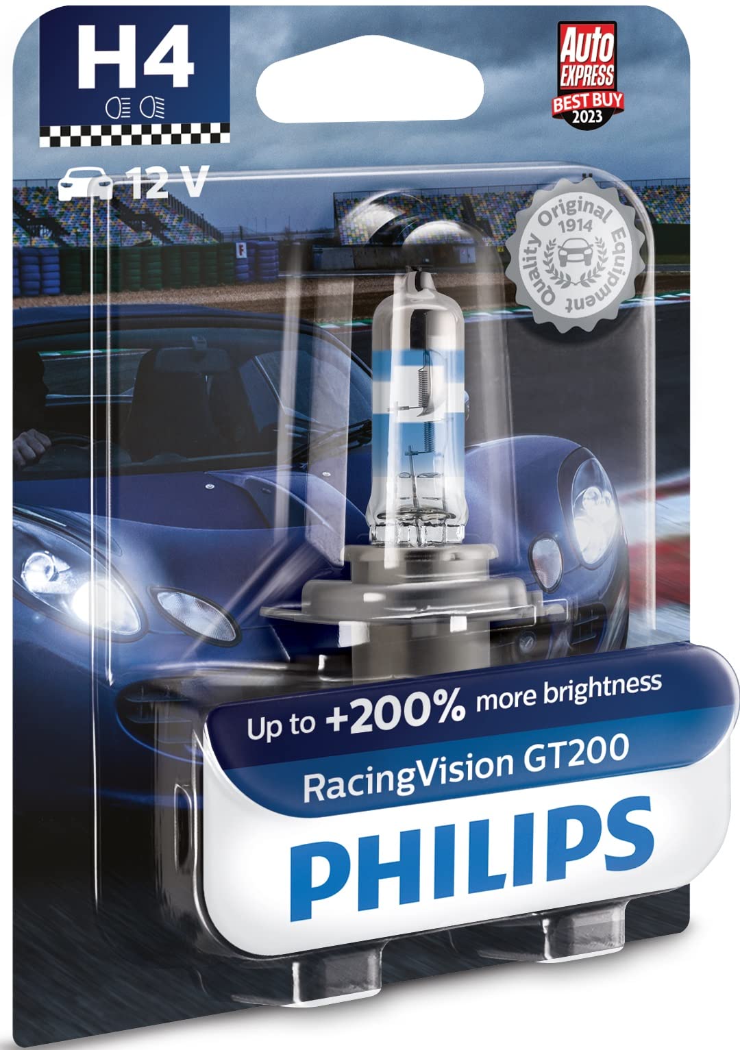 Philips RacingVision GT200 H4 Scheinwerferlampe +200%, Einzelblister, 571730, Single blister von Philips automotive lighting