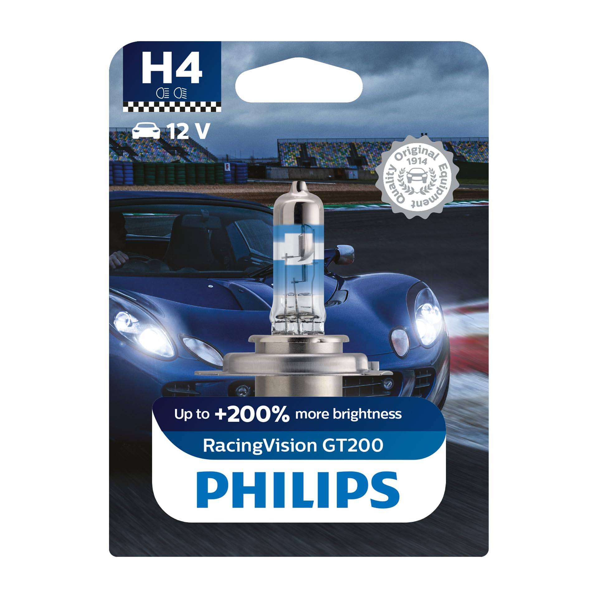 Philips RacingVision GT200 H4 Scheinwerferlampe +200%, Einzelblister, 571730, Single blister von Philips automotive lighting