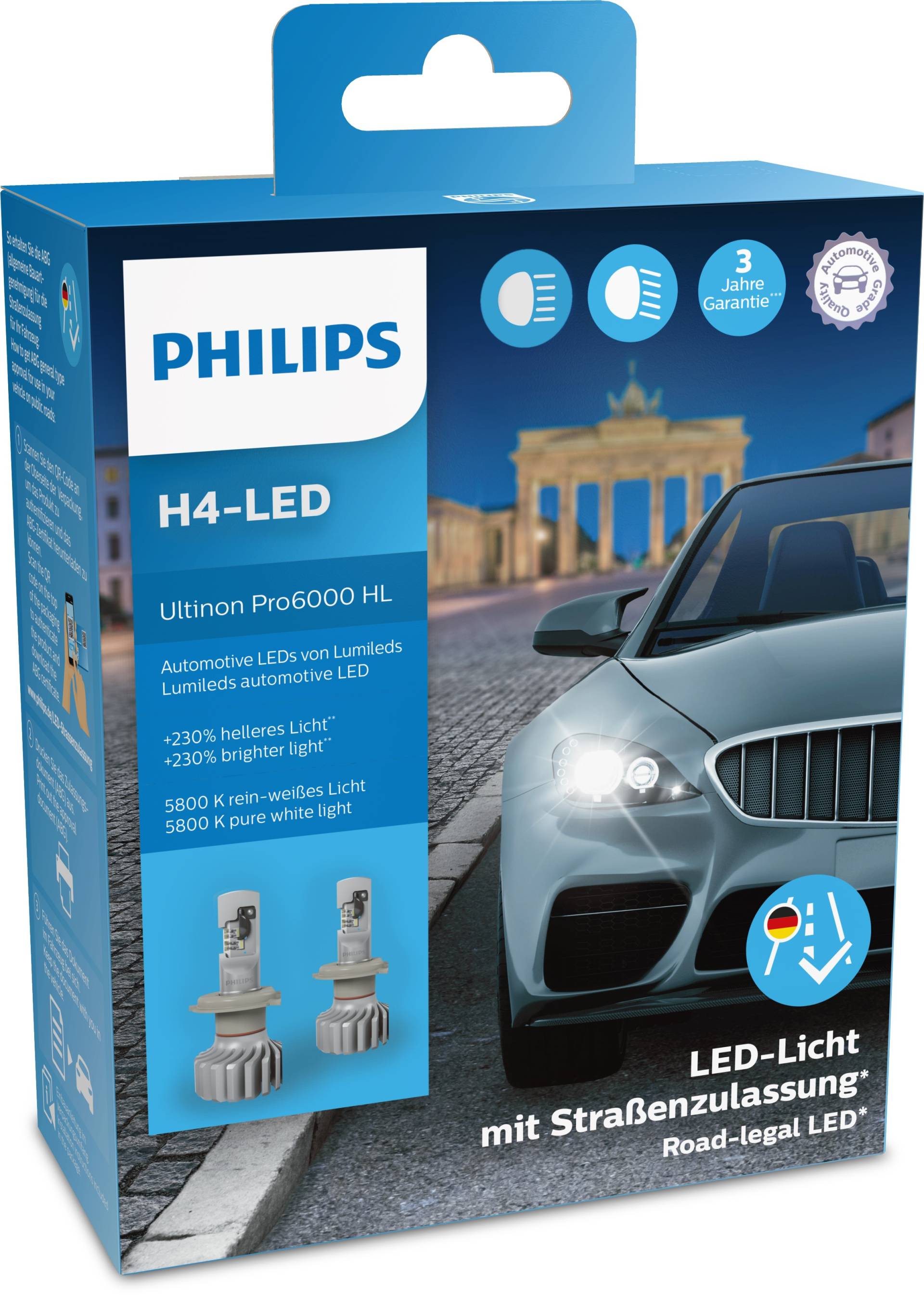 Philips Ultinon Pro6000 H4 LED-Glühlampe, 2 Stück von Philips