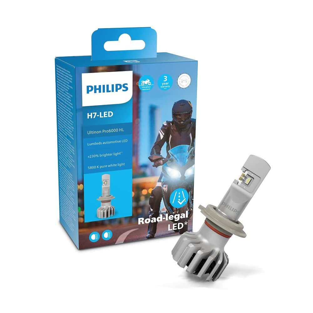 Philips Ultinon Pro6000 H7-LED Motorrad Scheinwerferlampe mit Straßenzulassung, +230% helleres Licht, 5.800K Philips Ultinon Pro6000 H7-LED Motorrad Scheinwerferlampe mit Straßenzulassung, +230% helleres Licht, 5.800K von Philips