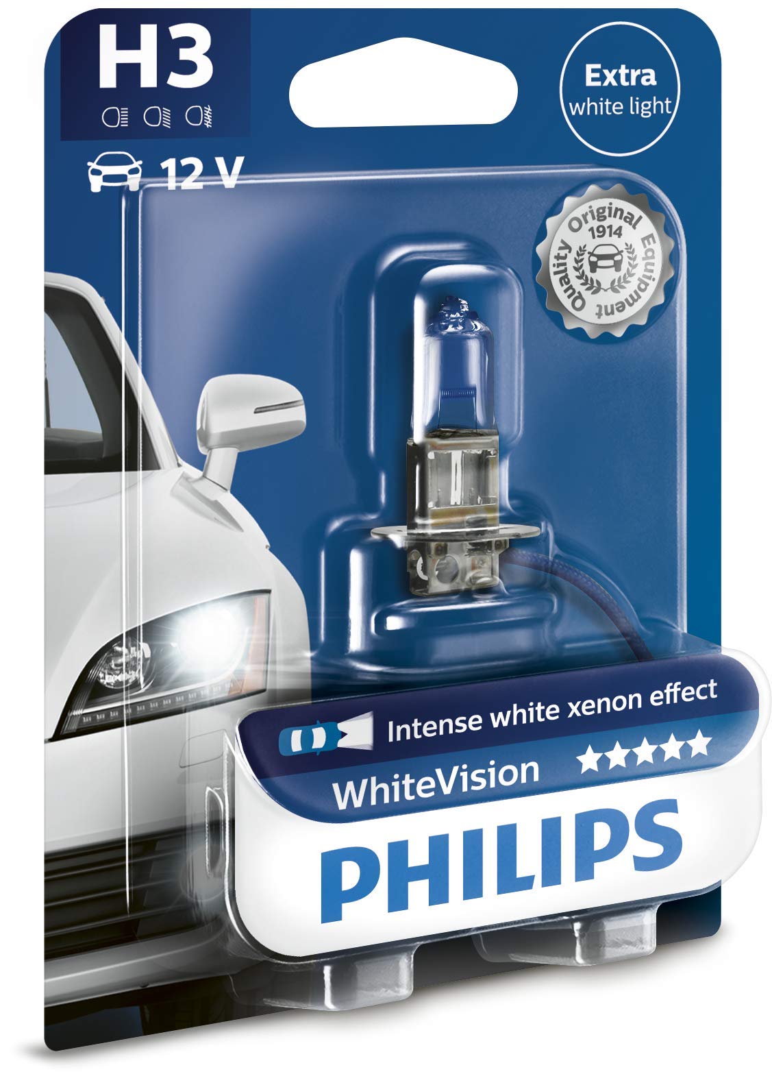Philips WhiteVision Xenon-Effekt H3 Scheinwerferlampe 12336WHVB1, Einzelblister, Single blister Philips WhiteVision Xenon-Effekt H3 Scheinwerferlampe 12336WHVB1, Einzelblister, Single blister von Philips