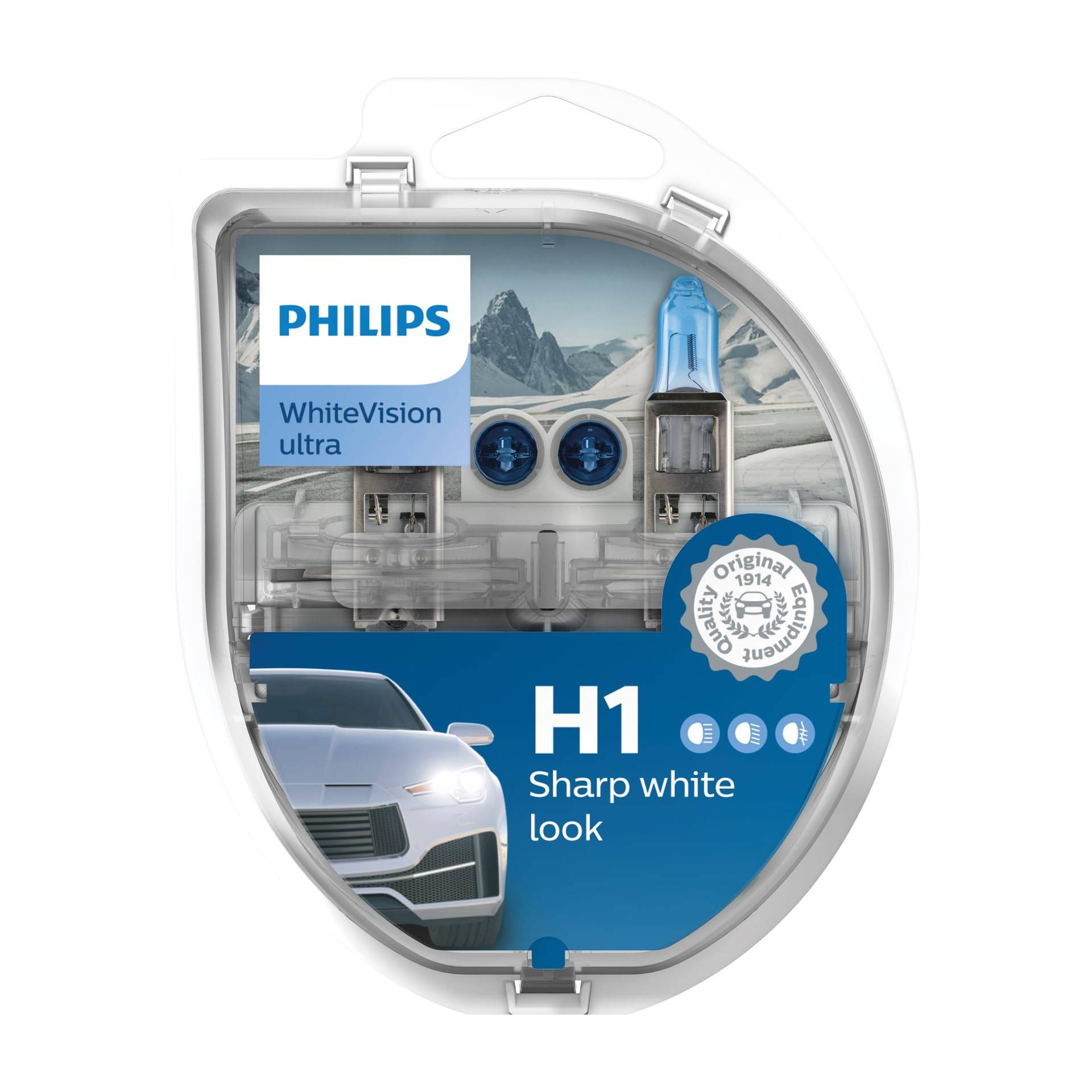 Philips WhiteVision ultra H1 Scheinwerferlampe, Doppelset, 525028, Twin box von Philips automotive lighting