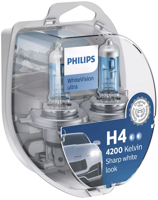 Philips WhiteVision ultra H4 Glühlampe, 2 Stück von Philips